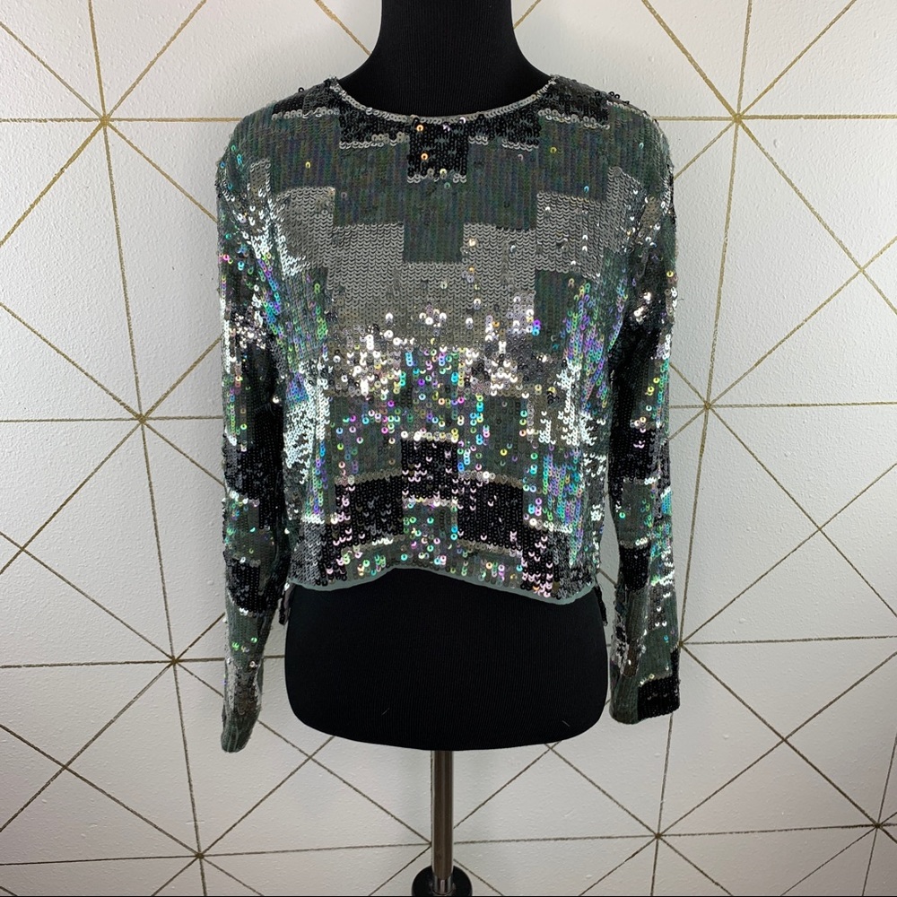 Asos Glitter Lined Scoop Neck Crop Top Size 6